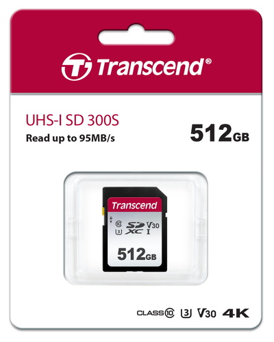 כרטיס זיכרון TRANSCEND SDXC UHS-I 300S בנפח 512GB
