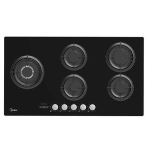 כיריים גז 90 ס"מ 5 להבות MIDEA דגם 90GH503 מידאה זכוכית שחורה יבואן רישמי 