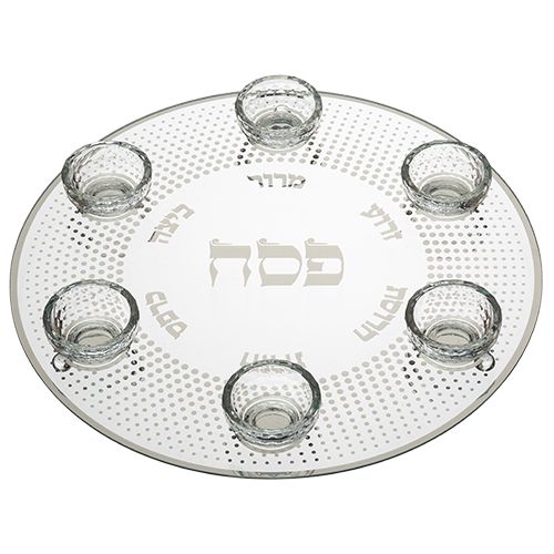 צלחת פסח גדולה ואלגנטית  - קריסטל שקוף