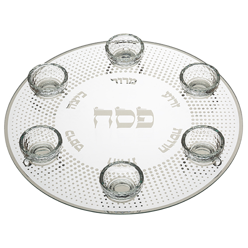 צלחת פסח גדולה ואלגנטית  - קריסטל שקוף