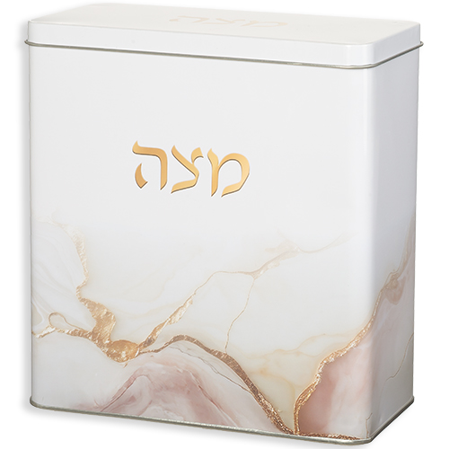 קופסת מצה מעוצבת במראה שיש ורוד לבן זהב