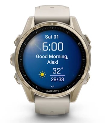 שעון חכם Garmin Fenix 8 AMOLED Sapphire, Soft Gold with Fog Gray 43mm