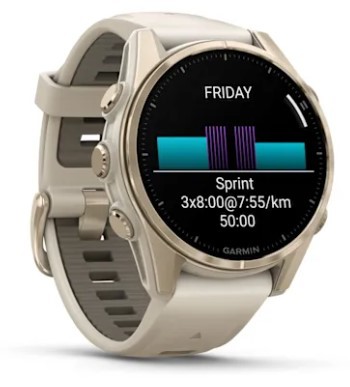 שעון חכם Garmin Fenix 8 AMOLED Sapphire, Soft Gold with Fog Gray 43mm