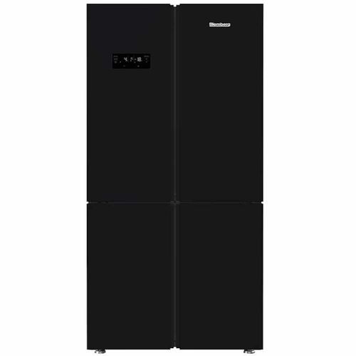 מקרר 4 דלתות Blomberg KQD1644GB כולל התקן שבת ומייצר קרח - גימור זכוכית שחורה אחריות ע