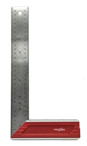 סרגל זווית אלומניום PROXEN 607-260 באורך 260 מילימטר - כלי מדידה מקצועי עם להב פלדת אל חלד, מסגרת אלומיניום יצוק וסימונים חרוטים לעבודות נגרות ומתכת מדויקות