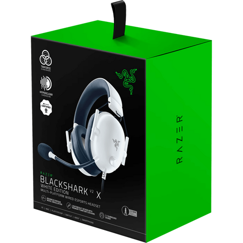 שריון באילת - אוזניות גיימינג חוטיות Razer BlackShark V2 X - צבע לבן שנתיים אחריות ע
