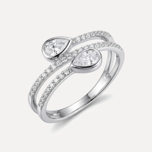 טבעת משולשת משובצת טיפות