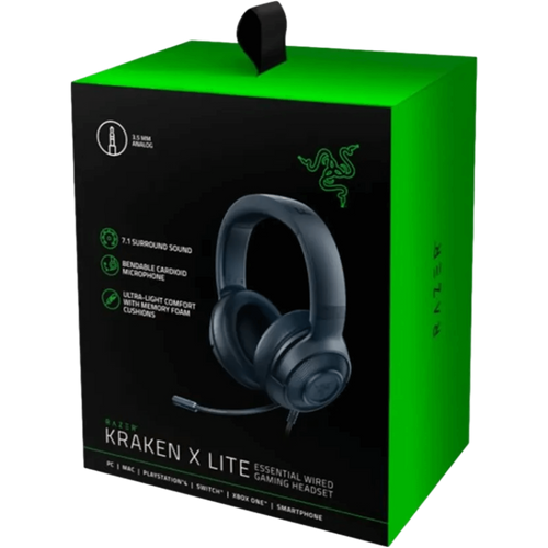 שריון באילת - אוזניות גיימינג עם מיקרופון Razer KRAKEN X LITE בצבע שחור 
