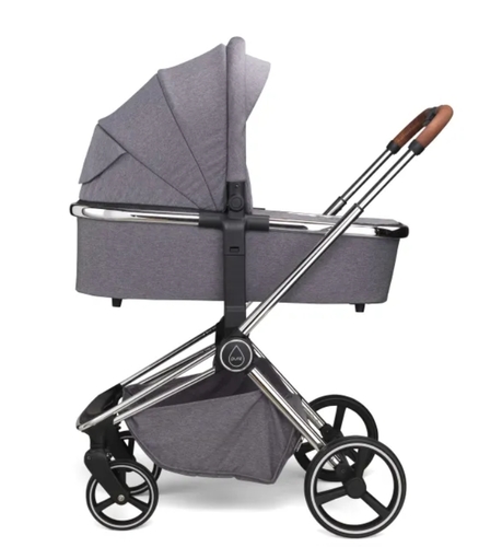 עגלה משולבת Pure Pearl Grey בגוון אפור עם ידית חום Mee-Go