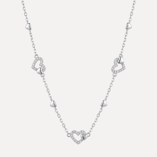 שרשרת לבבות משובצים