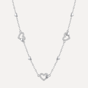 שרשרת לבבות משובצים