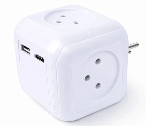 מפצל חשמל קובייה כולל שקע USB + טייפ סי Type C 