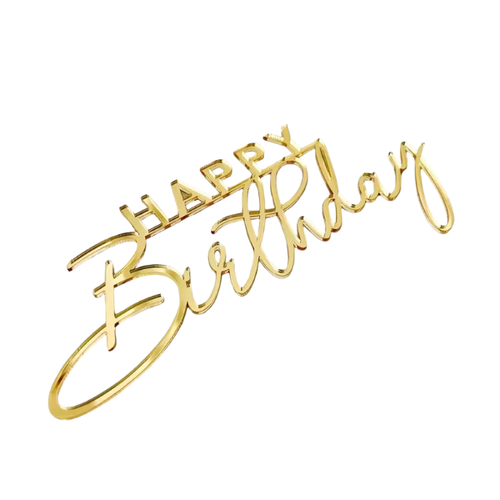 טופר לעוגה Happy Birthday צבע זהב