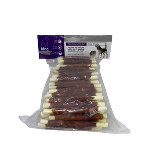 מקלות עור מצופים ברווז לכלבים 1 ק