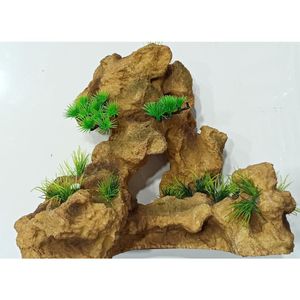 דקורציה מסלעה עם צמחים לאקווריום