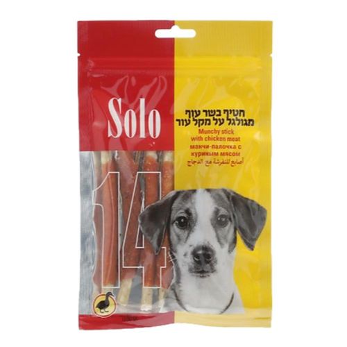 סולו - בשר עוף מגולגל על מקל עור לכלבים