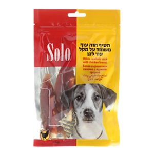 חטיפי סולו חזה עוף משופד על מקל עור לבן