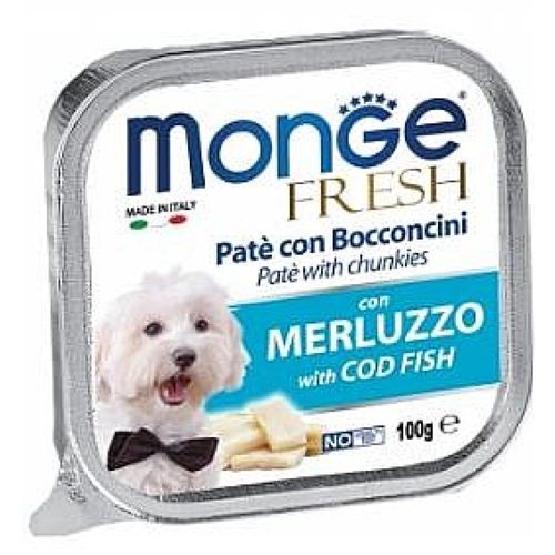 מעדן לכלבים מונג' פרש פטה נתחי דג בקלה 100גרם