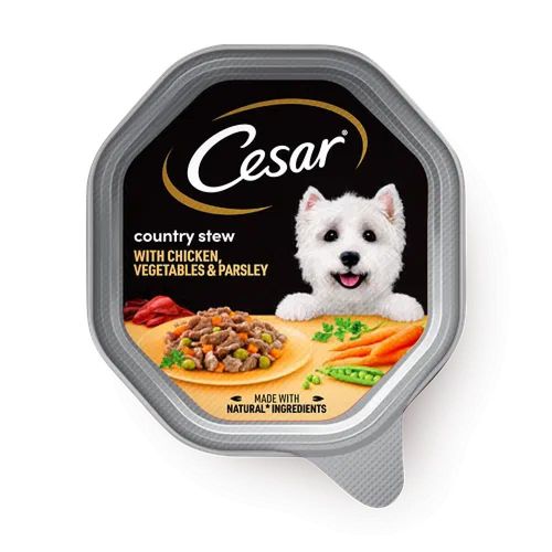 שימורים לכלב סיזר עוף וירקות 150 ג'