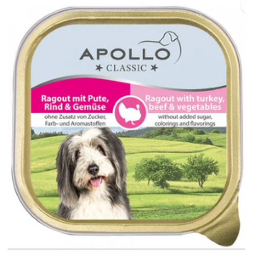 שימור נזיד הודו, בקר וירקות 300 גרם לכלבים אפולו