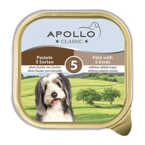 שימור 5 סוגי בשר 300 גרם לכלבים אפולו 