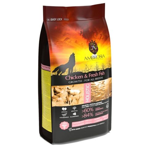 אמברוסיה מזון לגורי כלבים עוף ודג 2 ק
