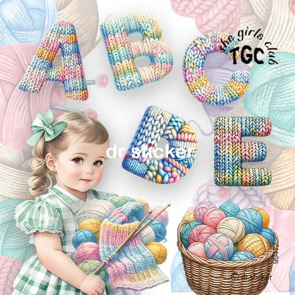 גליל מדבקות ד"ר סטיקר - מועדון הילדות - אותיות סרוגות