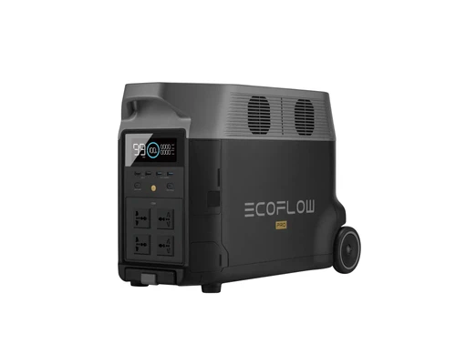 תחנת כוח ניידת ECOFLOW DELTA 3600 PRO מבט צד עם גלגלים ופתחי אוורור