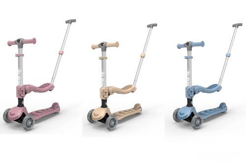 קורקינט 3 ב-1 ריידר אקו Rider Eco עם מוט דחיפה ומושב מתקפל - בז'