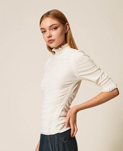 Gathered turtle neck jumper BLACK
