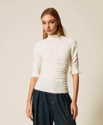Gathered turtle neck jumper BLACK
