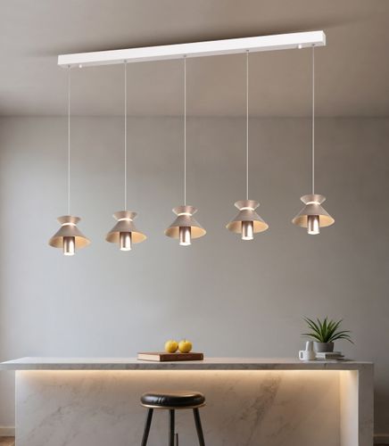 מנורת תלייה LED ברוקלין חמישייה זהב + לבן מט 3000K