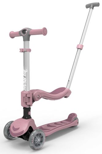 קורקינט 3 ב-1 ריידר אקו Rider Eco עם מוט דחיפה ומושב מתקפל - ורוד