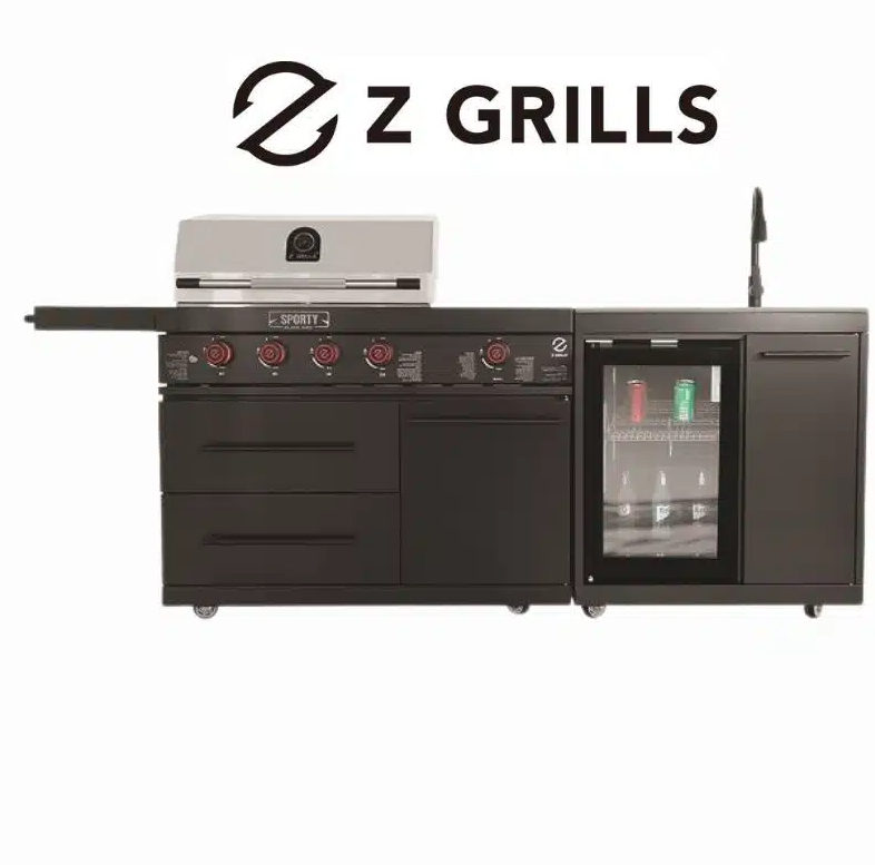 מטבח חוץ 4 מבערים ספורטי Z GRILLS SPORTY שחור מט בשילוב משטח גרניט