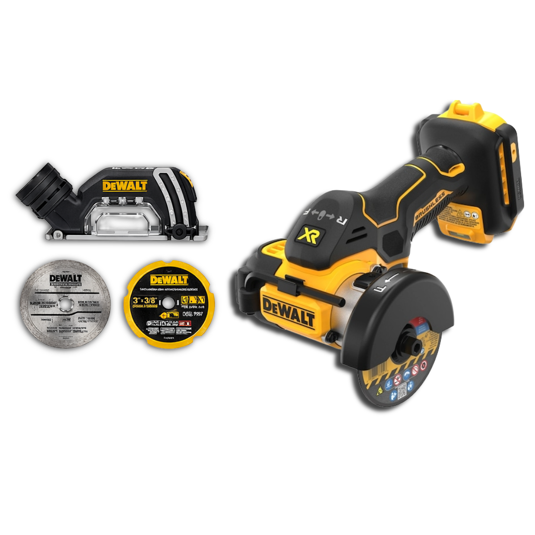 משחזת / דיסק 18V דיוולט 3" בראשלס - גוף + אביזירים נלווים DEWALT