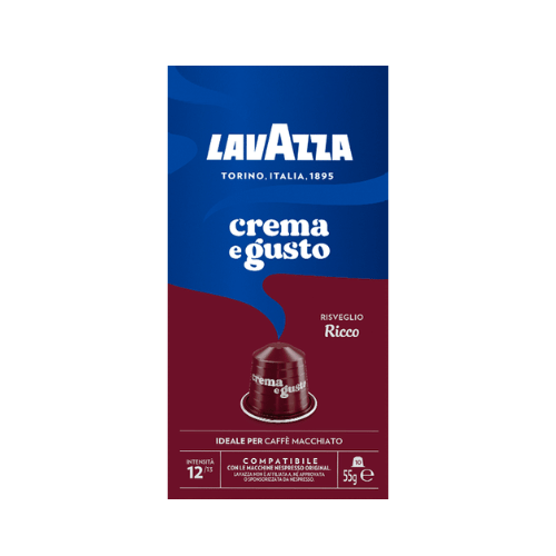 10 קפסולות לוואצה קרמה א גוסטו ריקו Lavazza Crema e Gusto Ricco לנספרסו