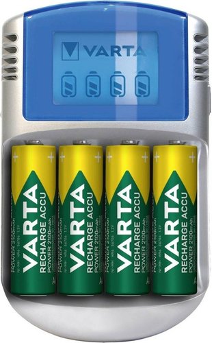 מטען סוללות עם צג LCD עם 4 סוללות נטענות VARTA LCD charger AA 2600 mAh 