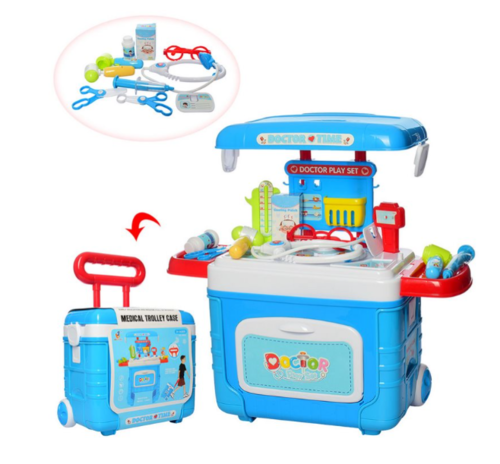 שולחן רופא עם אורות וצלילים בתיק על גלגלים