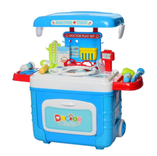 שולחן רופא עם אורות וצלילים בתיק על גלגלים