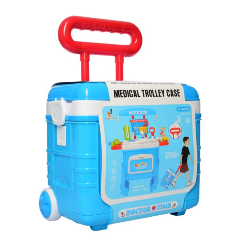 שולחן רופא עם אורות וצלילים בתיק על גלגלים