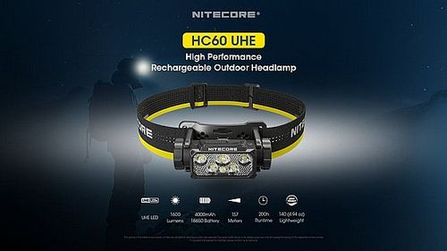 פנס ראש נייטקור נטען 1600 לומן HC60 UHE