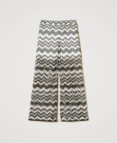 Mesh trousers with chevron pattern Girl, White