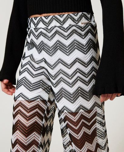 Mesh trousers with chevron pattern Girl, White