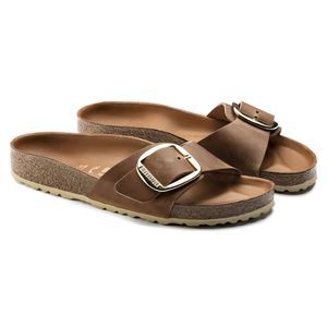 בירקנשטוק כפכפי נשים מדריד אבזם גדול קוניאק Birkenstock Madrid Big Buckel Leather Cognac