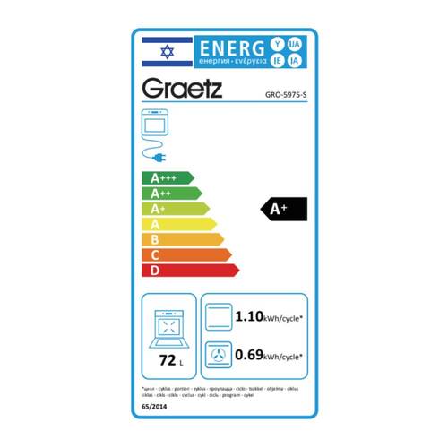 תנור בנוי דיגיטלי 72 ליטר Graetz GRO-5975-S נירוסטה