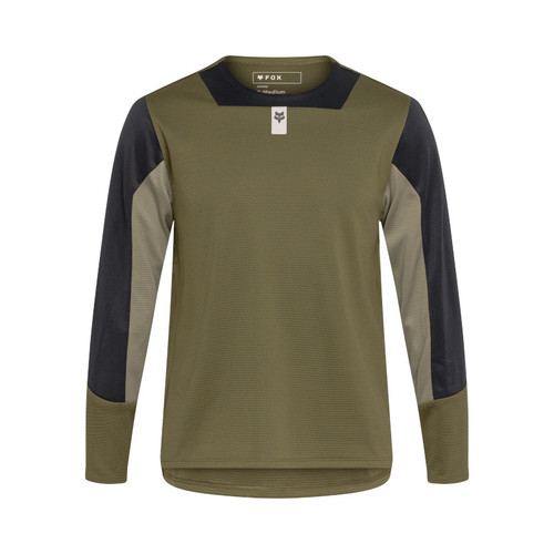 חולצת רכיבה ארוכה לילדים פוקס ירוק זית -FOX YTH DEFEND LS JERSEY 