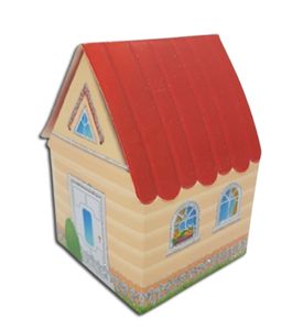 10 קופסא מיני מנצנצת בצורת בית צבעוני
