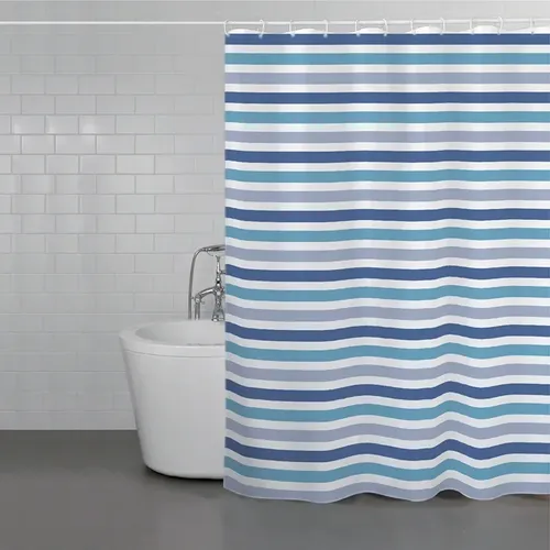 וילון אמבטיה 240X200 – פסים | עיצוב מודרני ועמידות למים MT-1 מתוך קולקציית וילונות אמבטיה (מבט קדמי) - עשוי מחומרים עמידים בפני לחות וחלודה לאורך