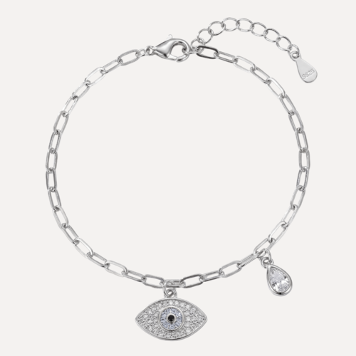 צמיד תליון עין משובצת 