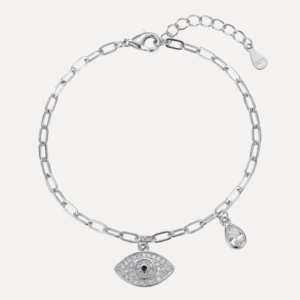 צמיד תליון עין משובצת 